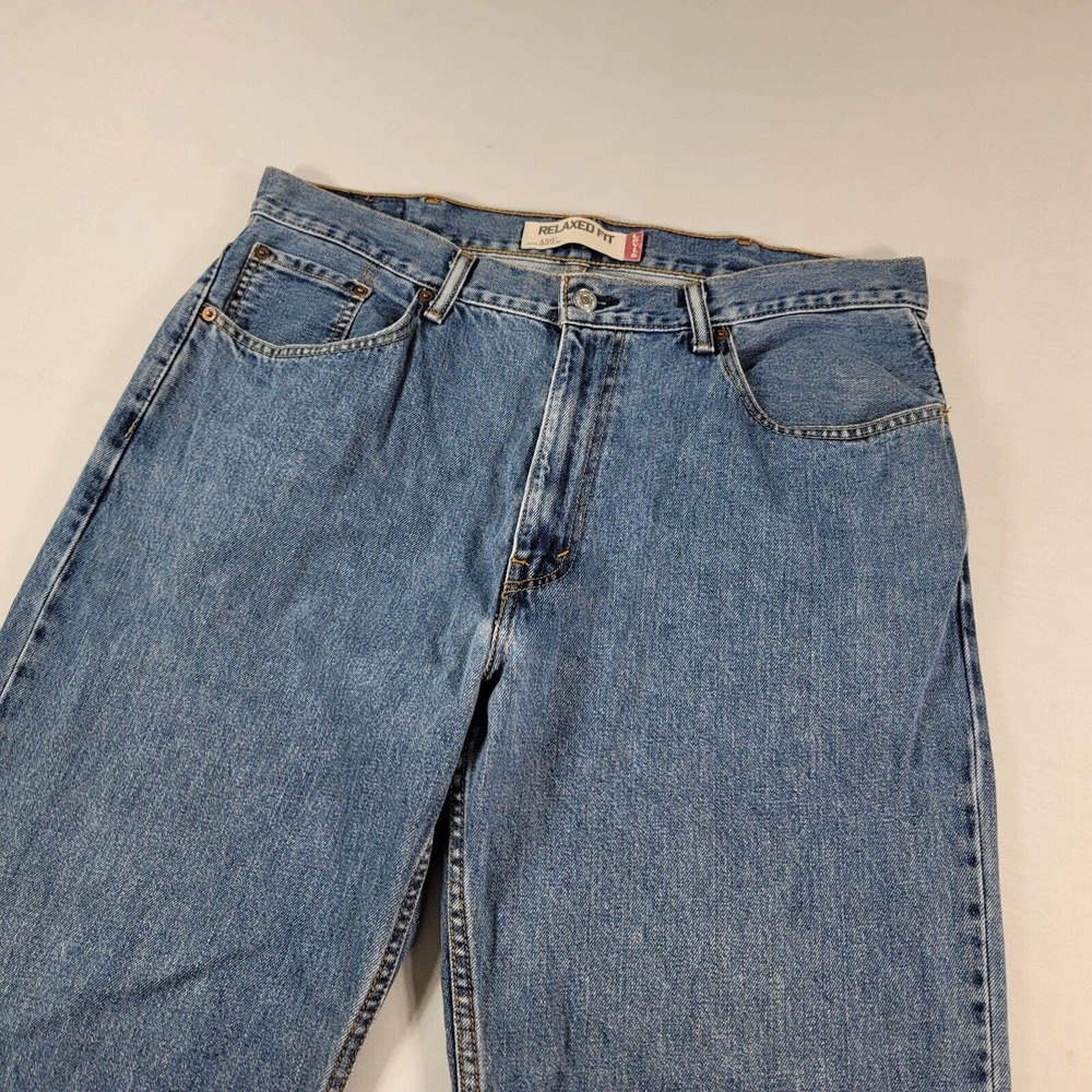 Levis 505 Jeans Mens 36x29 Blue Light Wash American Denim Straight Work - Picture 4 of 12